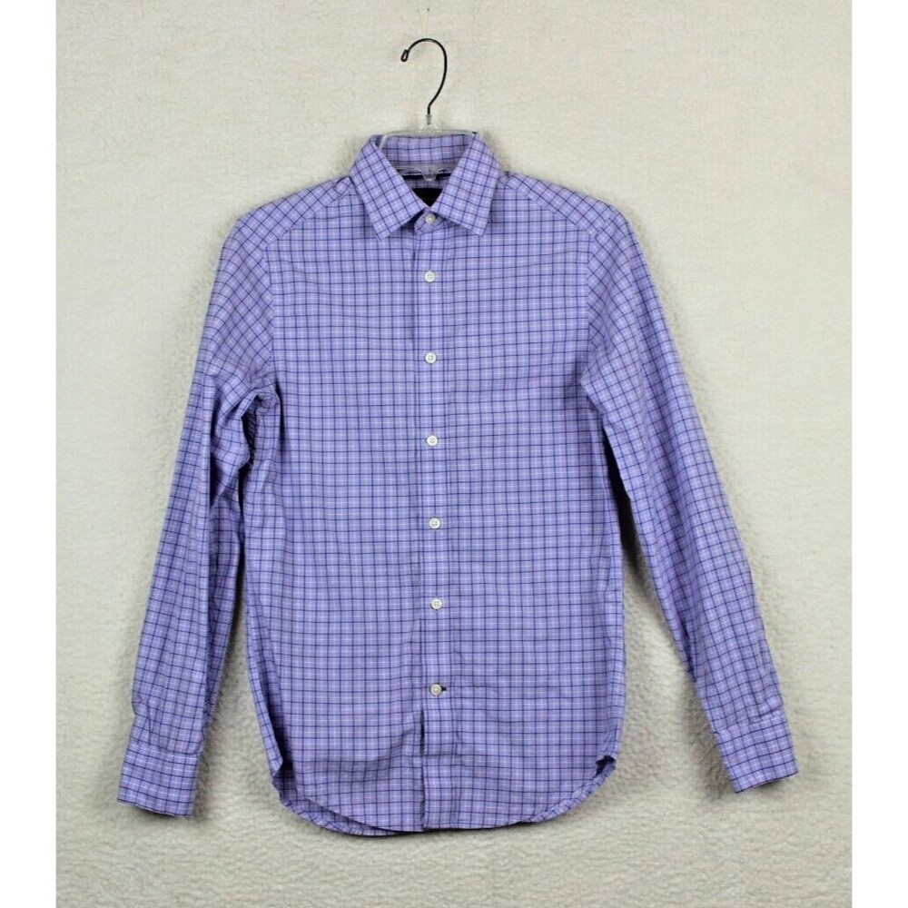 Gap Premium Mens Slim Fit Long Sleeve Button Shirt Size XS Blue Plaid